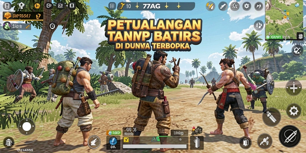 Tangkapan layar 77AG menampilkan aksi eksplorasi dunia terbuka yang menakjubkan.