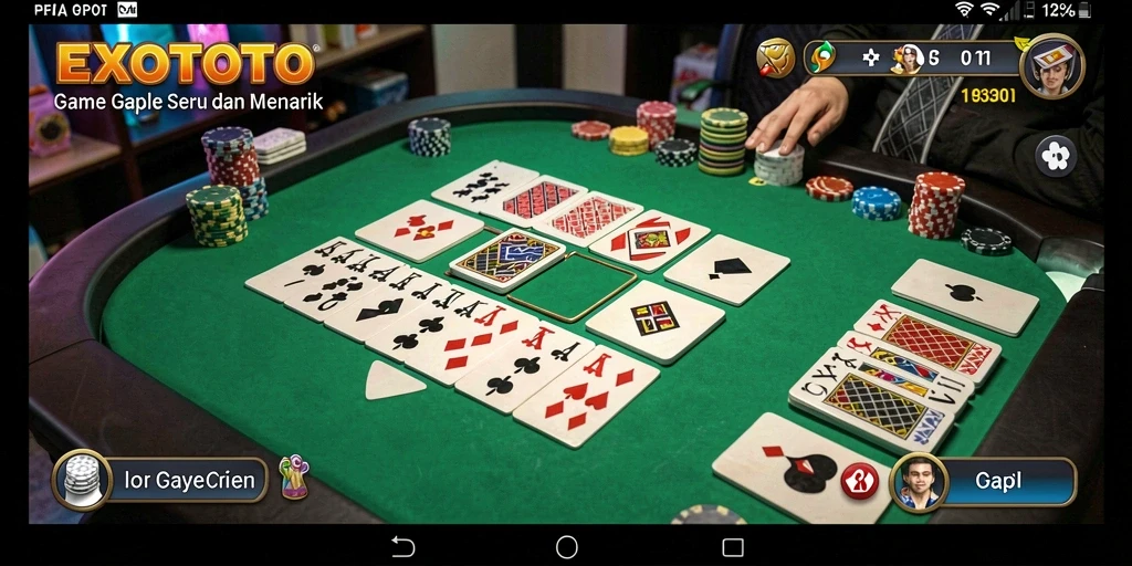 Tampilan gameplay seru dalam permainan Gaple EXOTOTO.