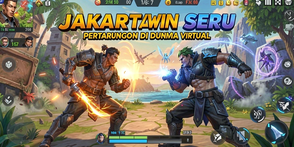 Gameplay <strong>JAKARTAWIN</strong> menampilkan pertarungan seru dengan berbagai karakter unik.