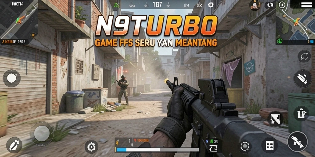 Tampilan gameplay N9TURBO yang seru dan mendebarkan.