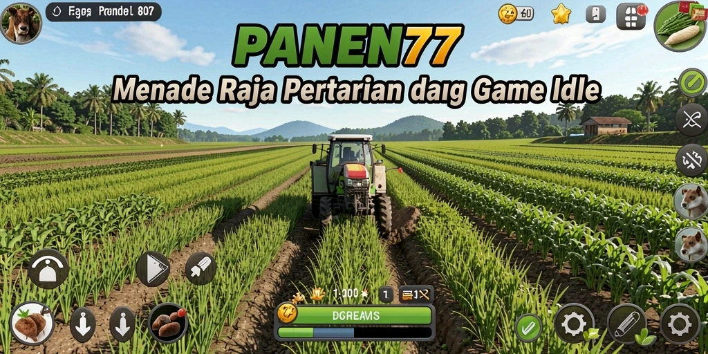 Screenshot gameplay PANEN77 menampilkan lahan pertanian yang indah dan hasil panen yang melimpah.